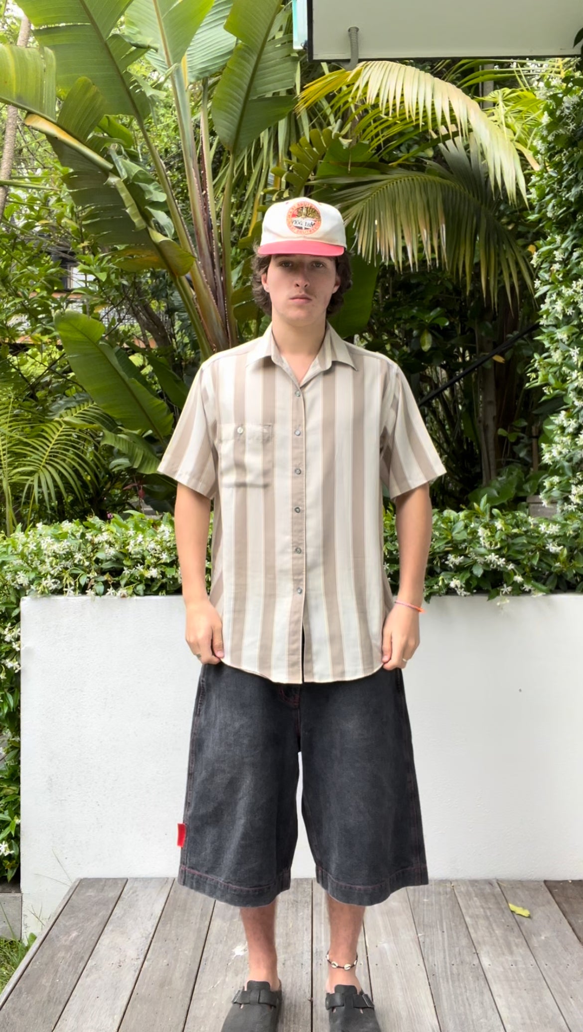 Tuff Beige Stripped Button Up